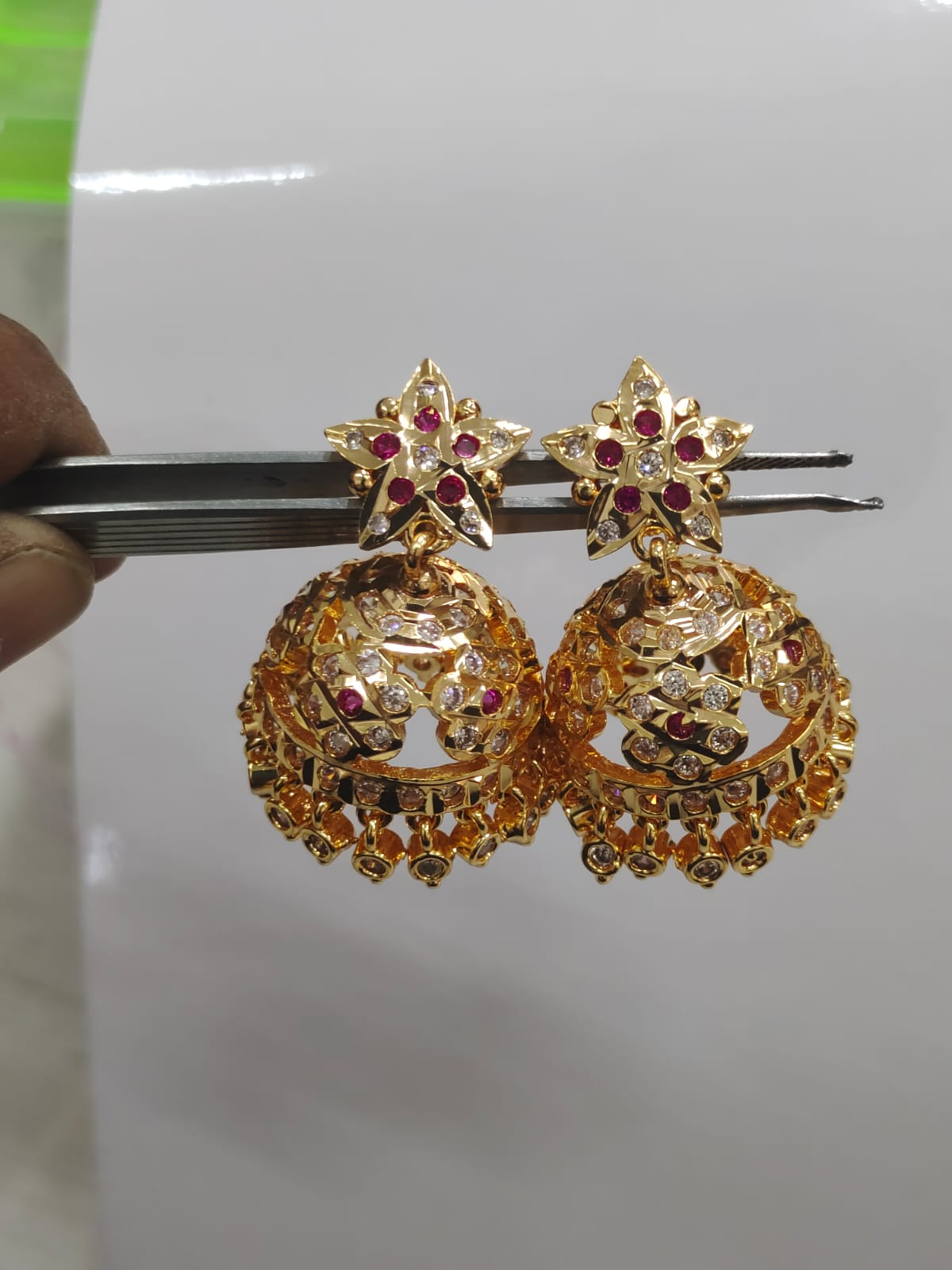Panchaloha Impon Handmade Ruby  Jumki